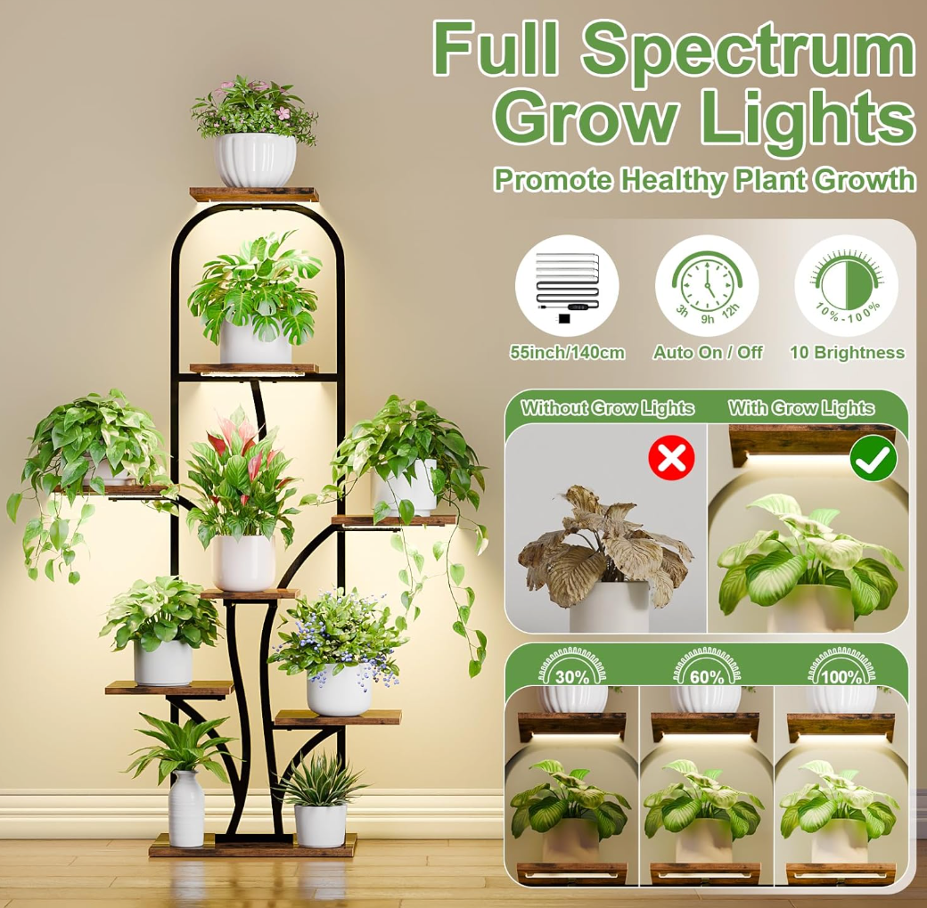 3 tier plant stand with grow lights The Arbor Glow Stand – Leafy Ladder