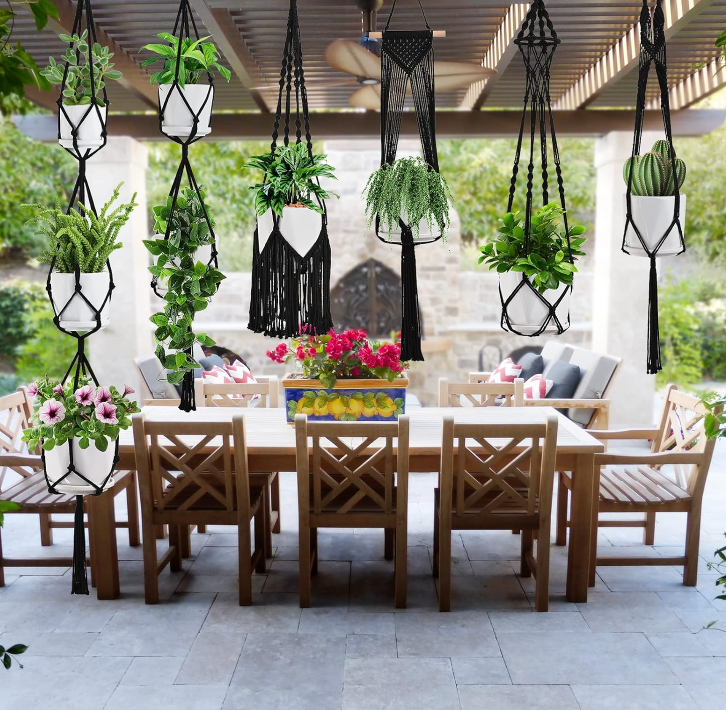 6-Piece Macrame Hanging Planter Set