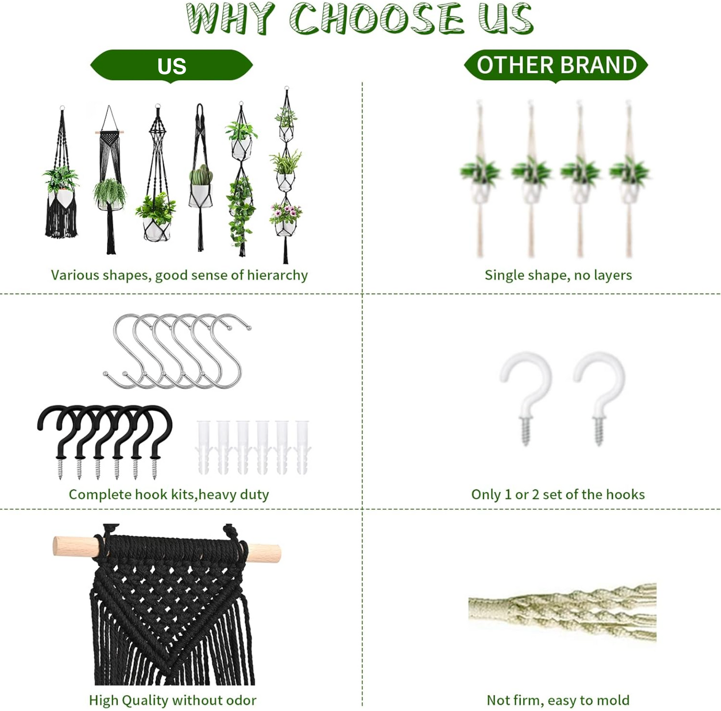 6-Piece Macrame Hanging Planter Set