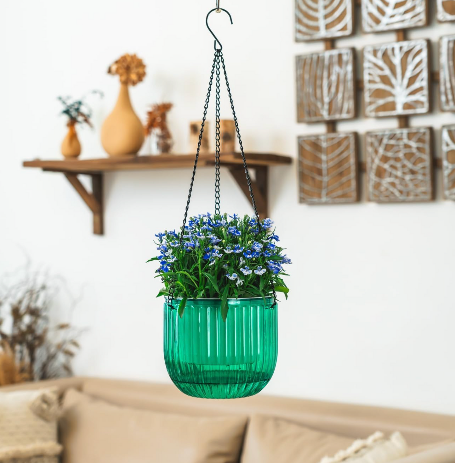 Self-Watering Hanging Planter Duo – Transparent Reservoir & Drainage System (2-Pack)