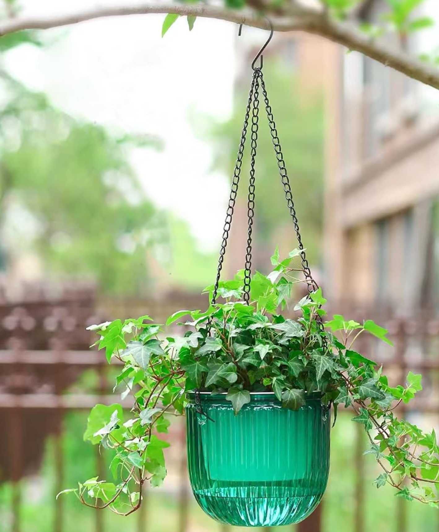 Self-Watering Hanging Planter Duo – Transparent Reservoir & Drainage System (2-Pack)