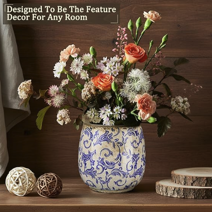 Vintage Botanical Ceramic Planter