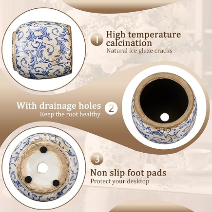 Vintage Botanical Ceramic Planter