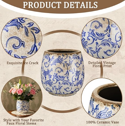 Vintage Botanical Ceramic Planter